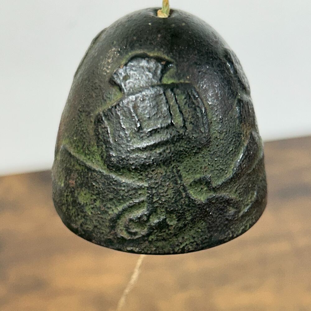 Kotobuki Japanese Wind Chime Nambu Iwachu Cast Iron Green Fire Fighter Japan